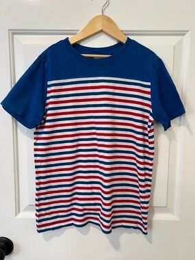 Hanna Andersson Blue Red and White Striped Short-Sleeve Tee